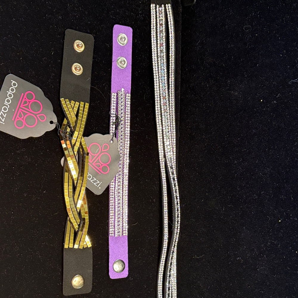 Paparazzi Black and Purple Bracelet Set with Gold Accents